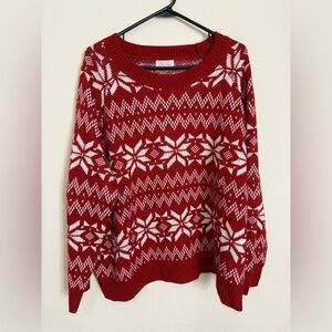 PINK LILY Red and white Snowflake winter sweater